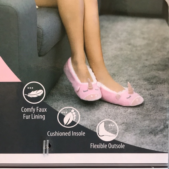 Ladies Unicorn Ballerina Style Slippers - Picture 4 of 9